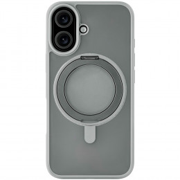 Чехол uBear накладка с держателем Clip Mag Case пластик (с MagSafe) для iPhone 16 прозрачный/серый