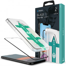 Защитное стекло 3D Full Glue Easy App Deppa  глянец с черной рамкой  iPhone 11 Pro Max