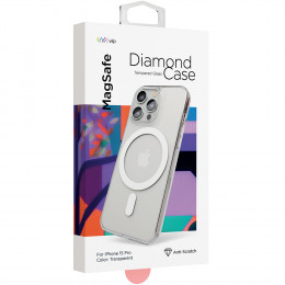 Чехол VLP накладка Diamond Case стекло/пластик (с MagSafe) для iPhone 15 Pro прозрачный
