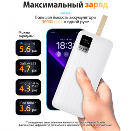 ПЗУ Gurdini Speed Series 30000mAh, 2 USB 22.5W, 1 USB-C 22,5W, белый