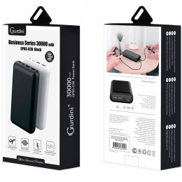 ПЗУ Gurdini Business Series 30000mAh, 2 USB 2.1А, 1 USB-C, 1 microUSB черный