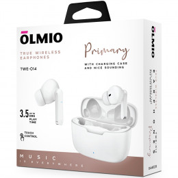 Наушники OLMIO (TWE-014) Bluetooth вакуумные с микрофоном белые