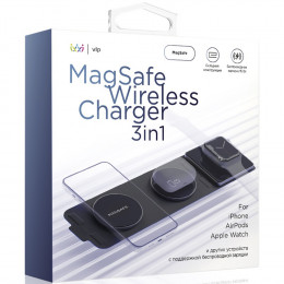 БЗУ vlp (1091001) c Magsafe зарядкой для iPhone, AirPods и Apple Watch 15W,(складное) черное
