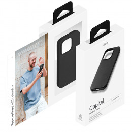 Чехол uBear Capital case кожаный черный (с MagSafe) для iPhone 16 Pro