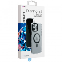 Чехол VLP накладка Diamond Case стекло/пластик (с MagSafe) для iPhone 16 Pro прозрачный/черный